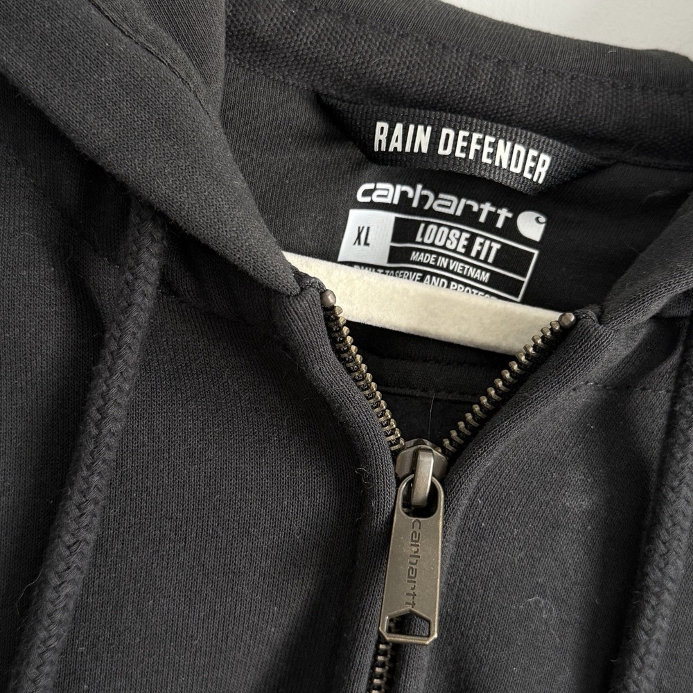 Carhartt Men's XL Rain Defender Paxton Heavyweight‎ Zip Front Sweatshirt Black - Picture 3 of 8